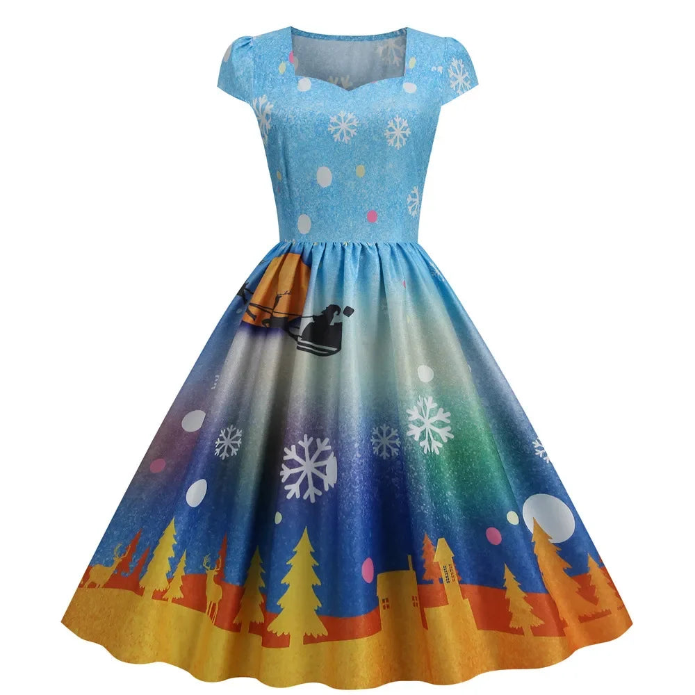“Festive Snowflake Print Christmas Party Dress” - Image 14