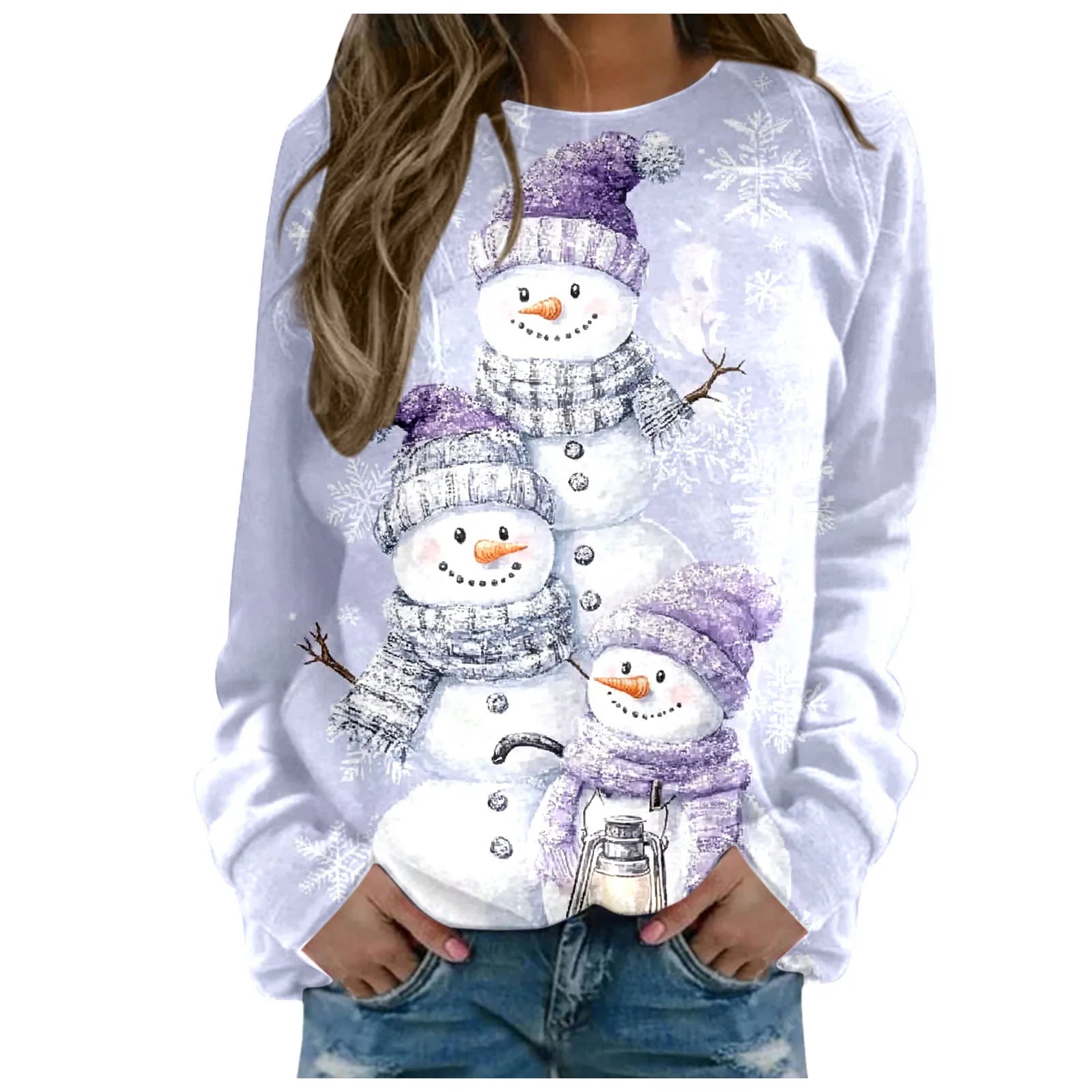 Festive Long Sleeve Santa & Snowflake Sweatshirt - Image 12