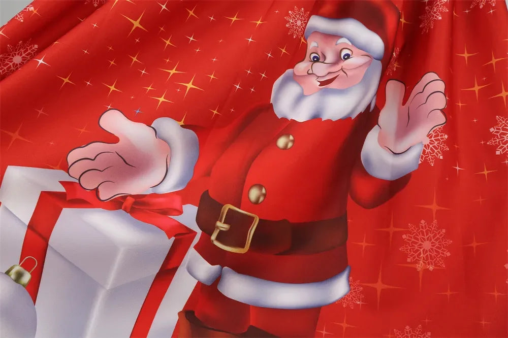 Festive Red Santa Dress with Ruffles & Snowflakes - Image 58
