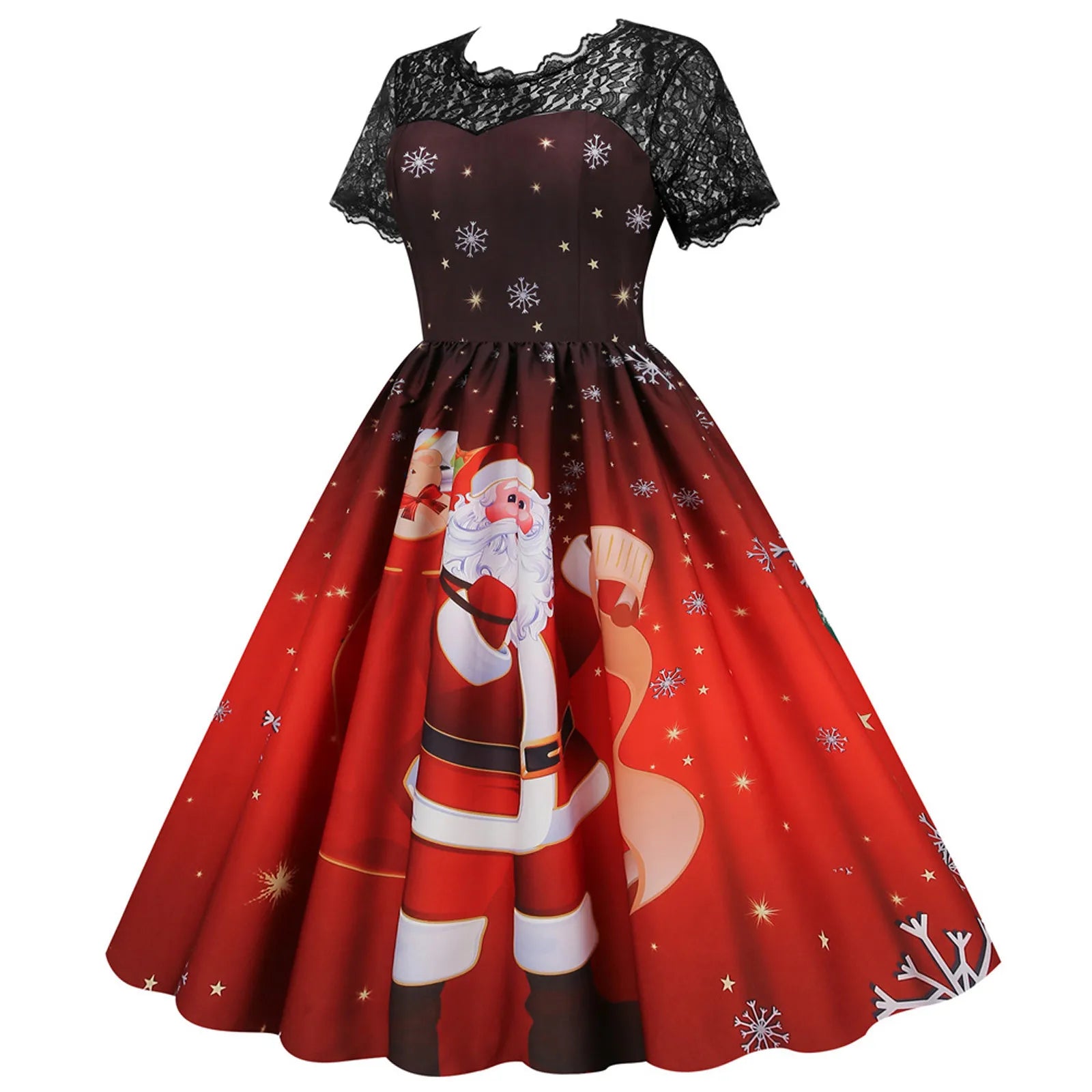 Charming Vintage Christmas Swing Dress for Parties - Image 6