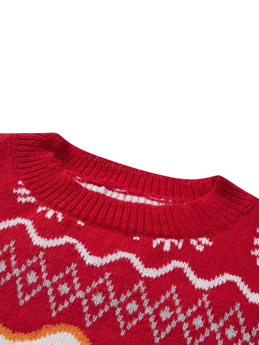 Cozy Christmas Reindeer Snowflake Knit Pullover - Image 11