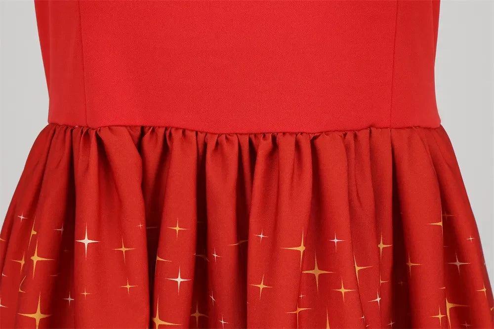 Festive Red Santa Dress with Ruffles & Snowflakes - Image 57