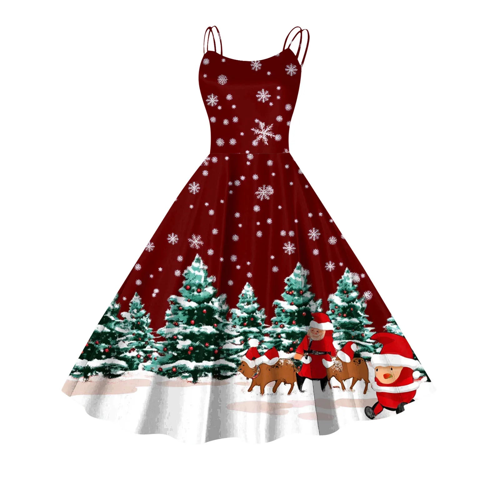 Festive Snowflake A-Line Party Dress for Women - Image 16