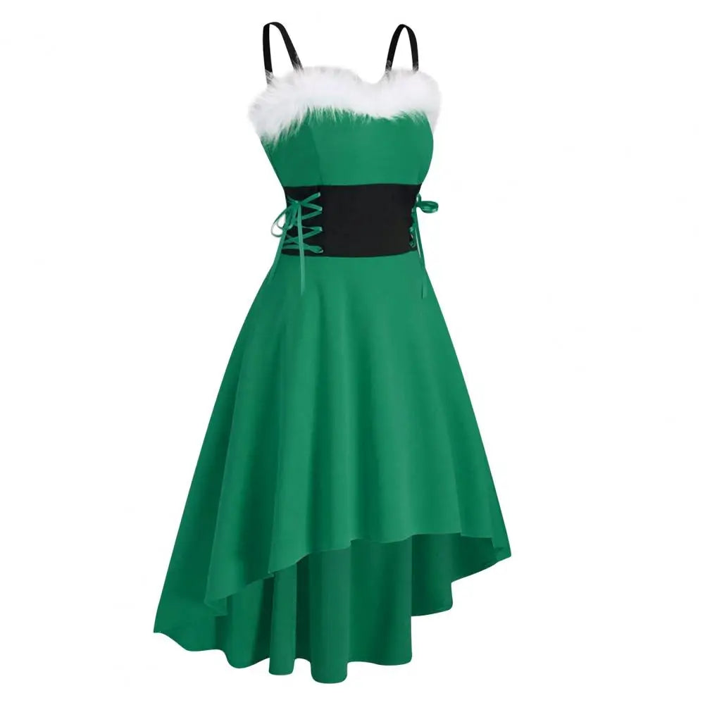 Cozy Off-Shoulder Christmas Swing Dress for Festivities - Image 4