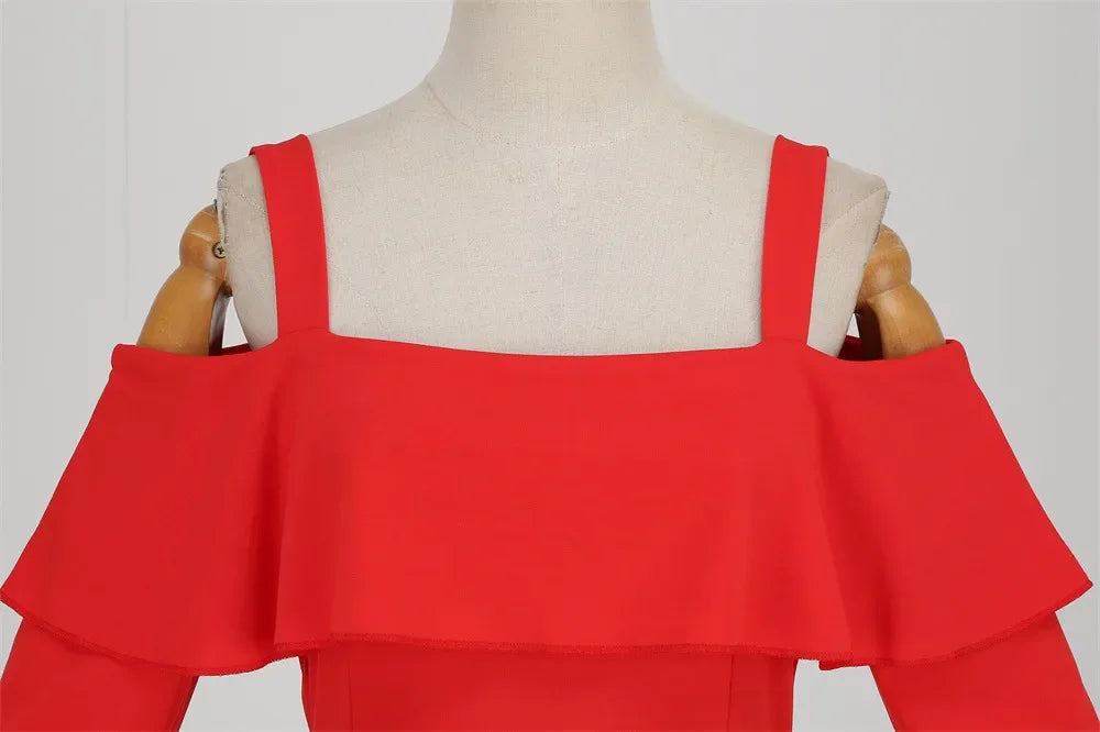 Festive Red Santa Dress with Ruffles & Snowflakes - Image 35