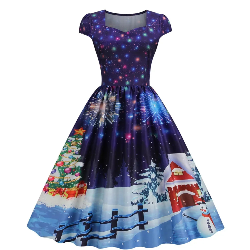 “Festive Snowflake Print Christmas Party Dress” - Image 10