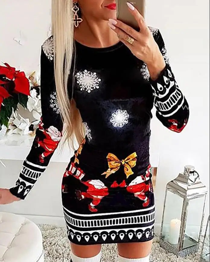 Chic Plaid Print Christmas Mini Dress - Image 9