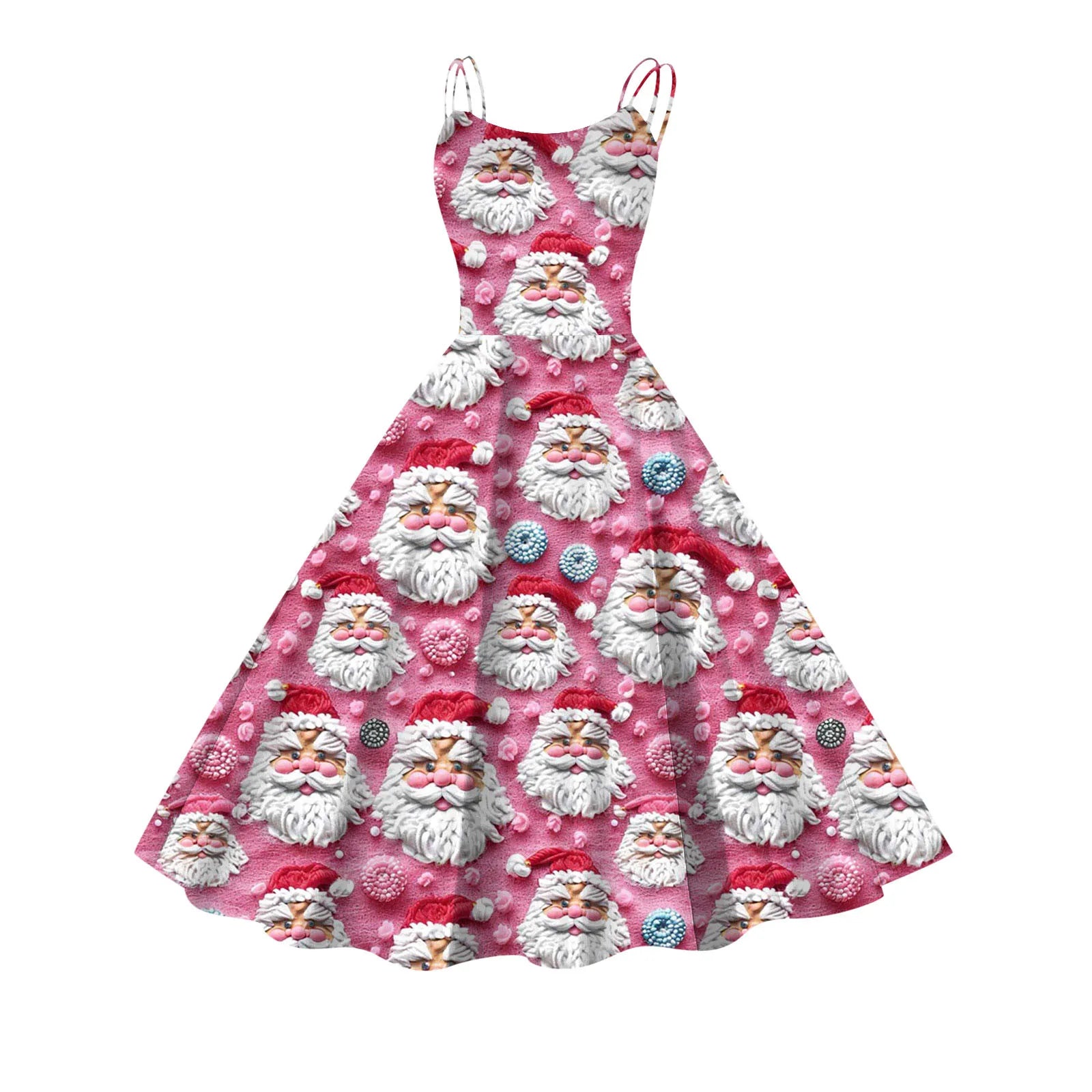 Festive A-Line Spaghetti Strap Christmas Dress - Image 10