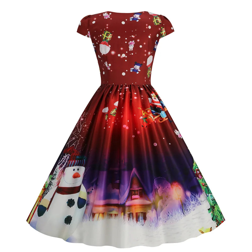 “Festive Snowflake Print Christmas Party Dress” - Image 42