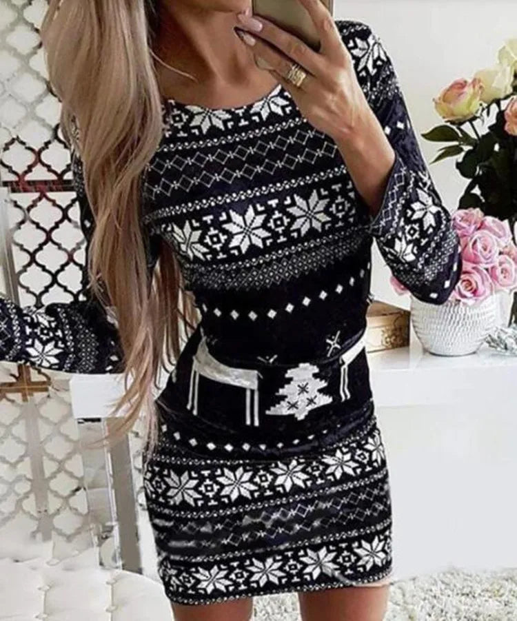 Chic Plaid Print Christmas Mini Dress - Image 15