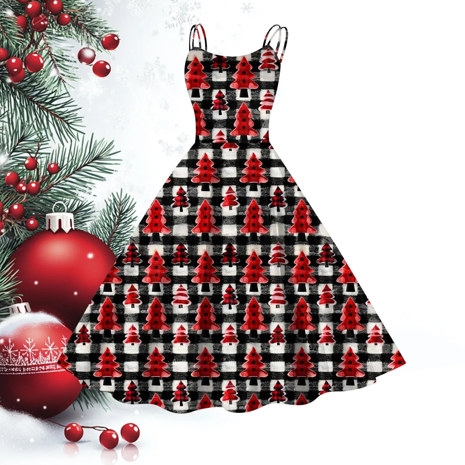 Vintage Christmas Swing Dress for Festive Parties - Image 4