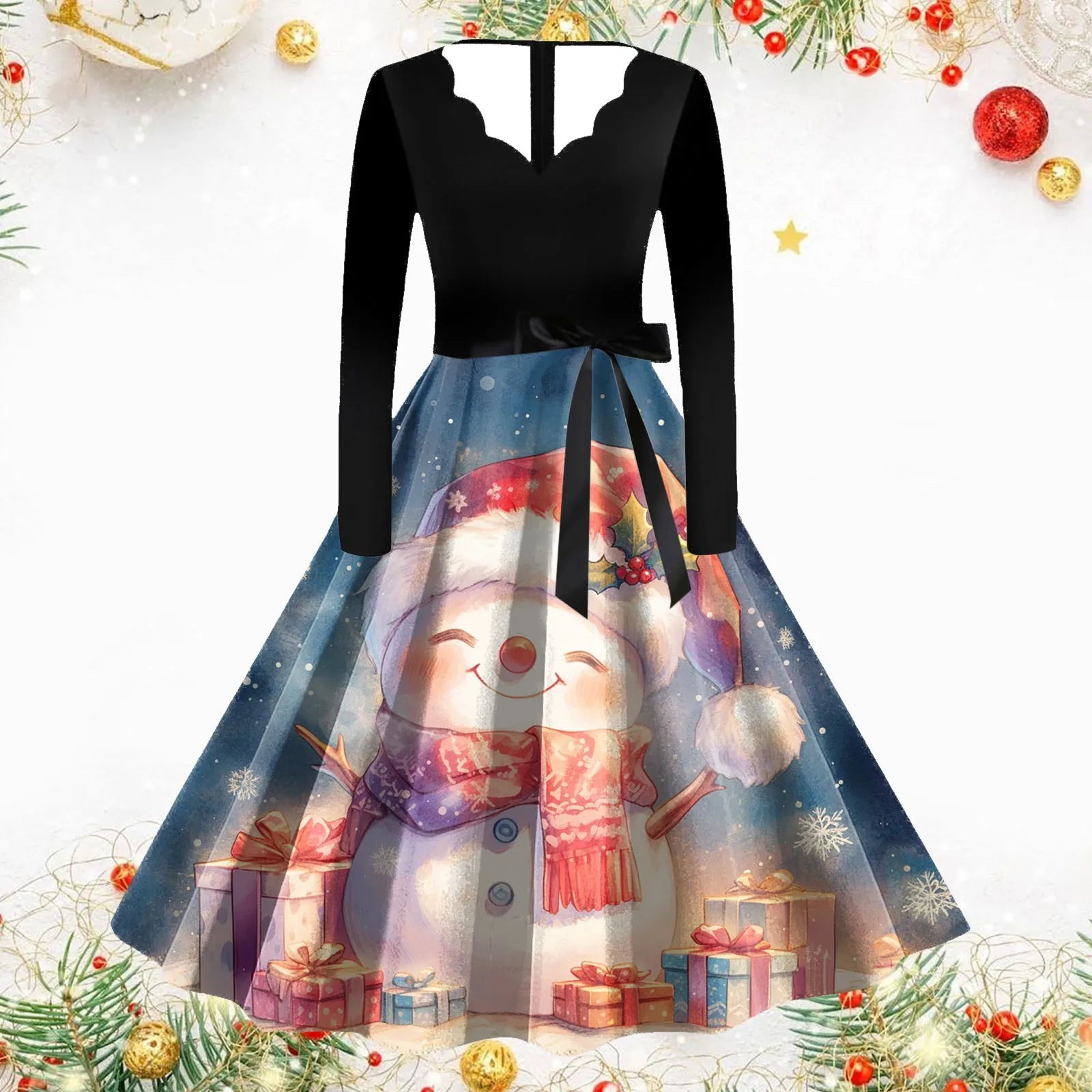 Vintage Christmas A-Line Dress for Festive Celebrations - Image 4