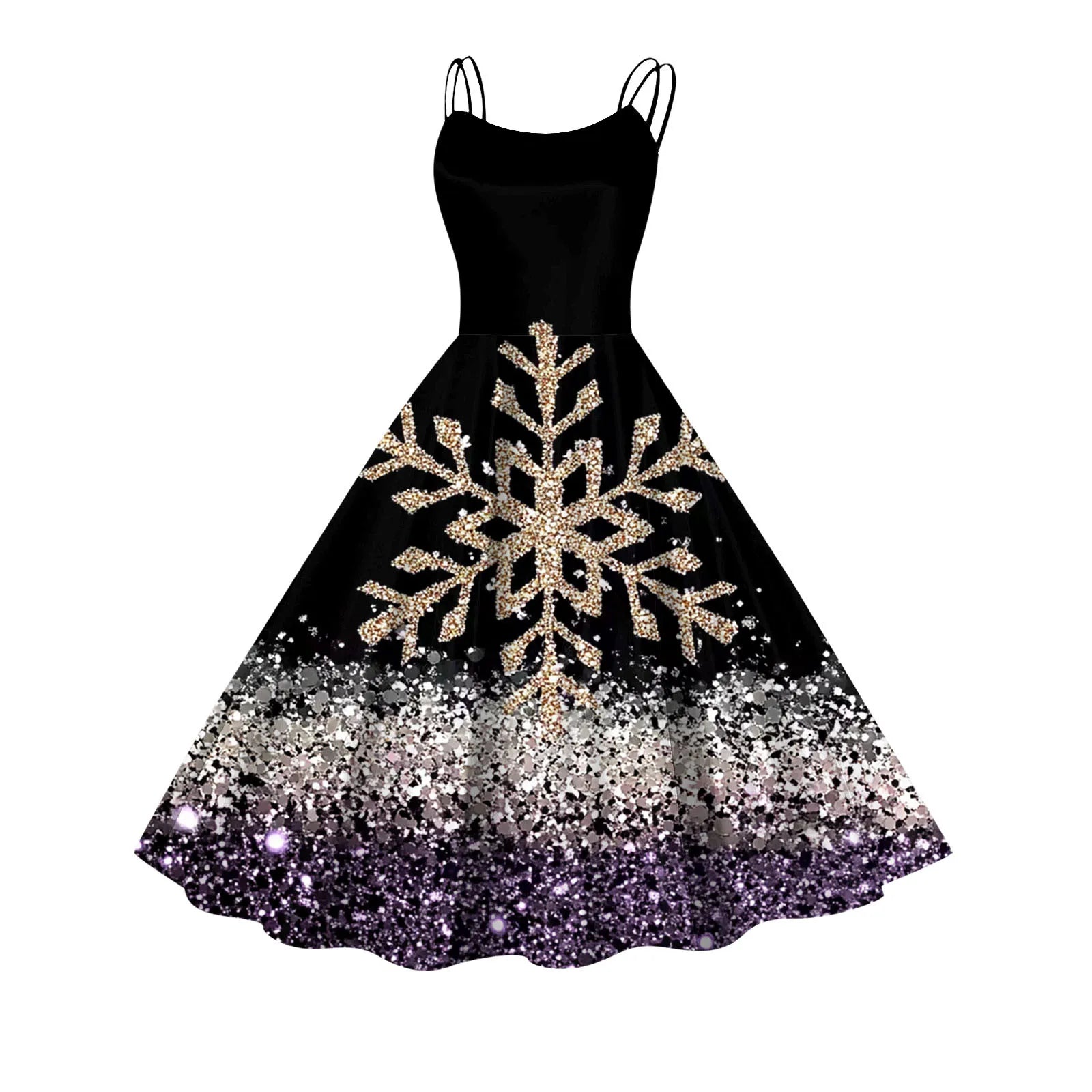 Festive Snowflake A-Line Party Dress for Women - Image 11