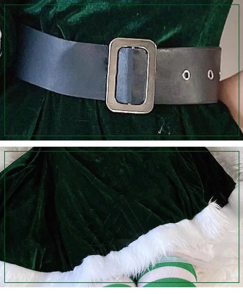 Festive Hooded Santa Dress with Belt & Skirt - Image 6