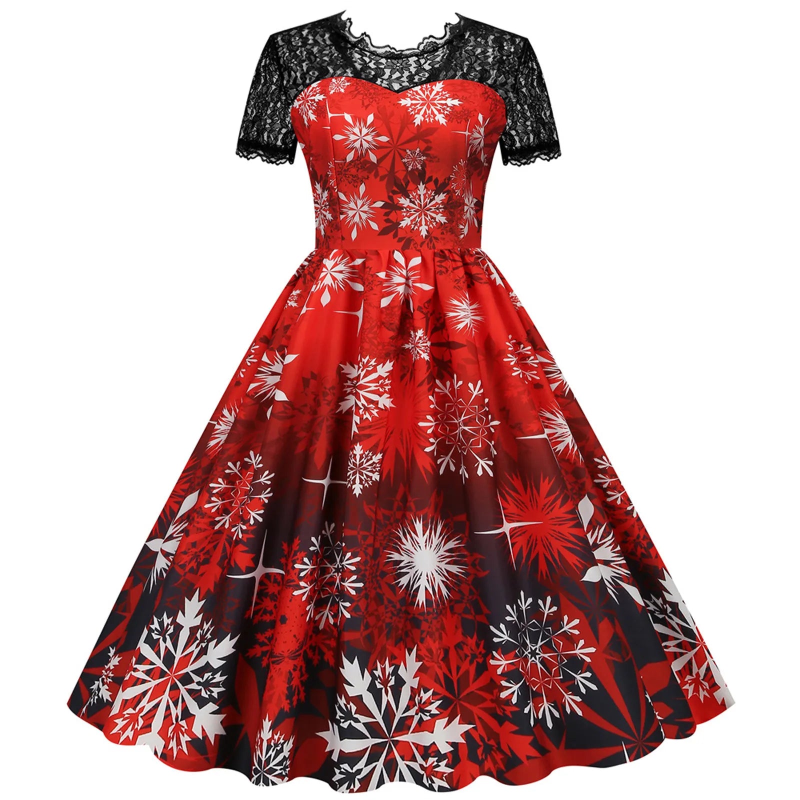 Vintage 1950s Christmas Lace Dress for Women - Image 9