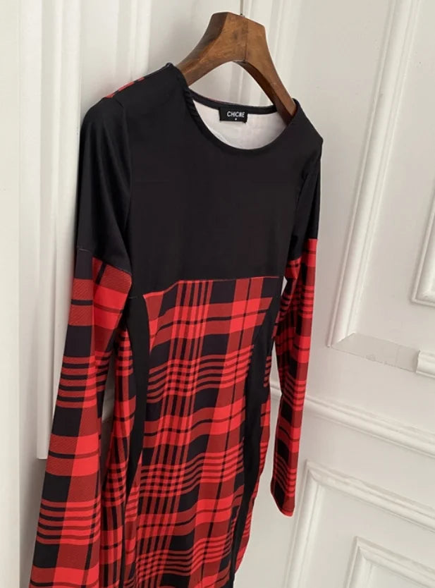 Chic Plaid Print Christmas Mini Dress - Image 18