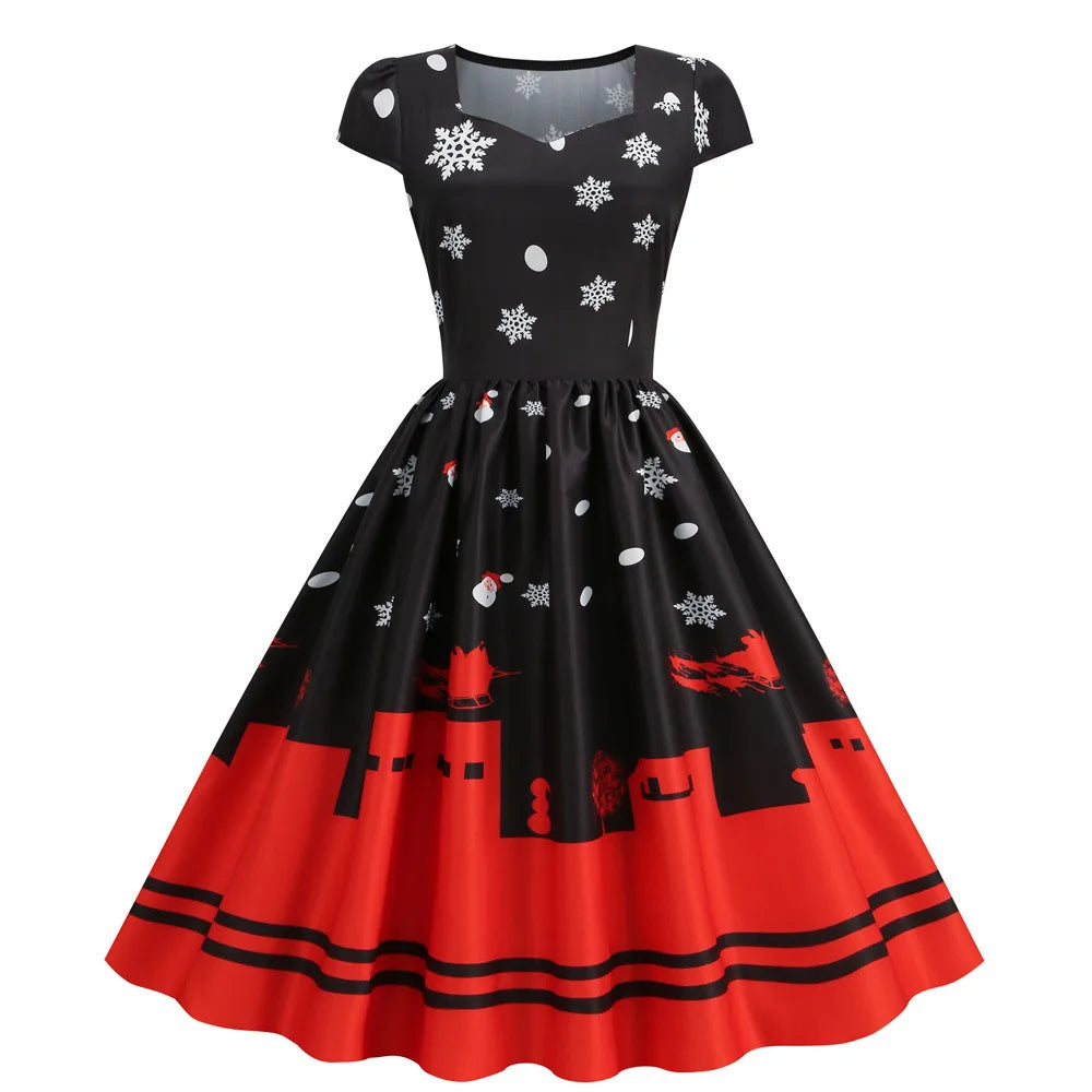 “Festive Snowflake Print Christmas Party Dress” - Image 80