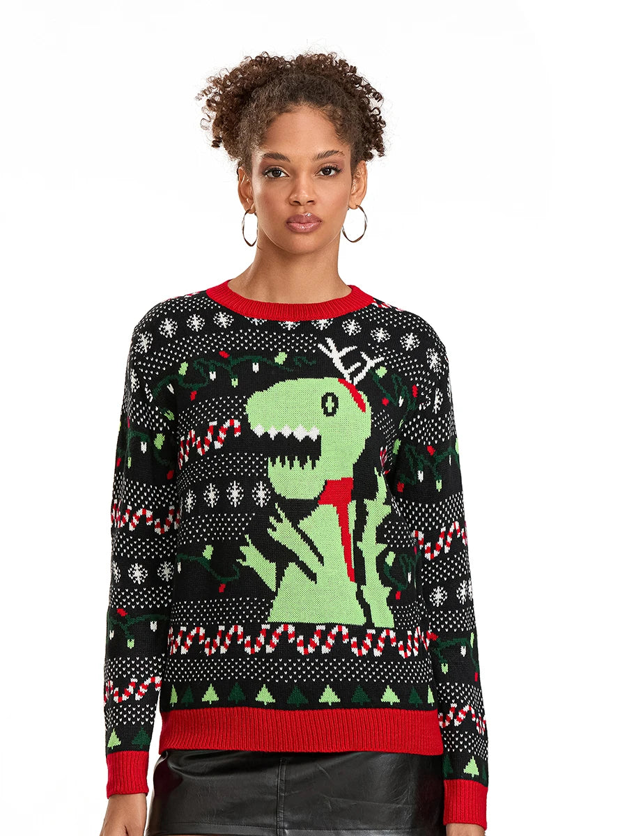 Cozy Reindeer Print Christmas Sweater for Her - Image 7