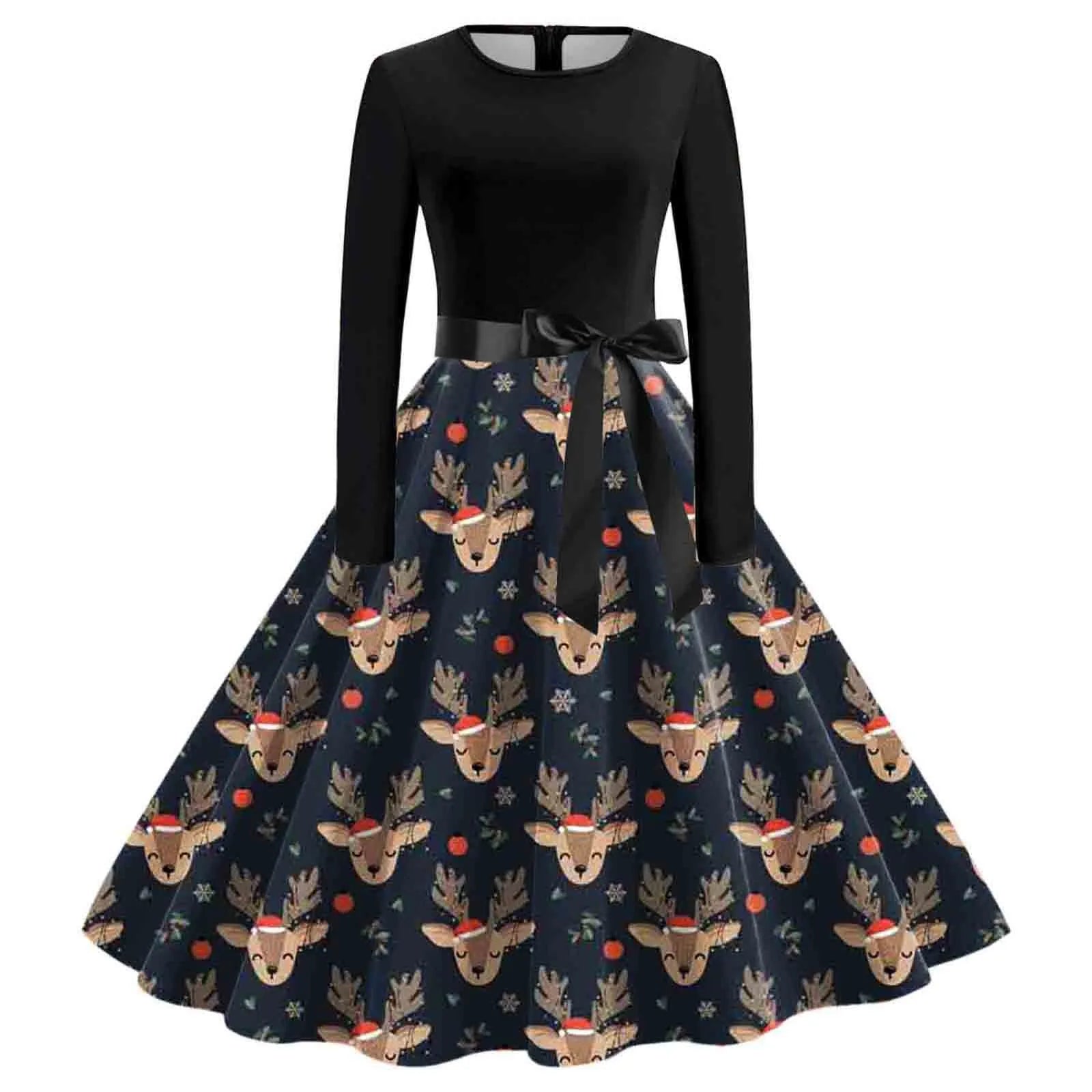 Festive Long Sleeve Christmas Tree Dress - Image 12