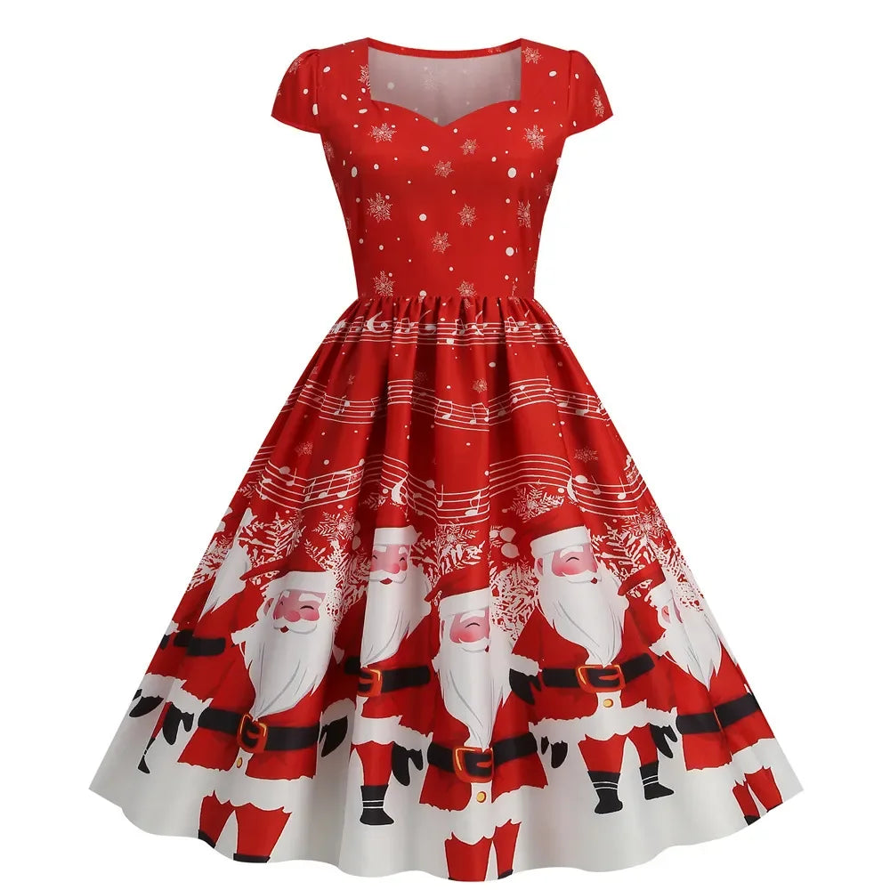 “Festive Snowflake Print Christmas Party Dress” - Image 13