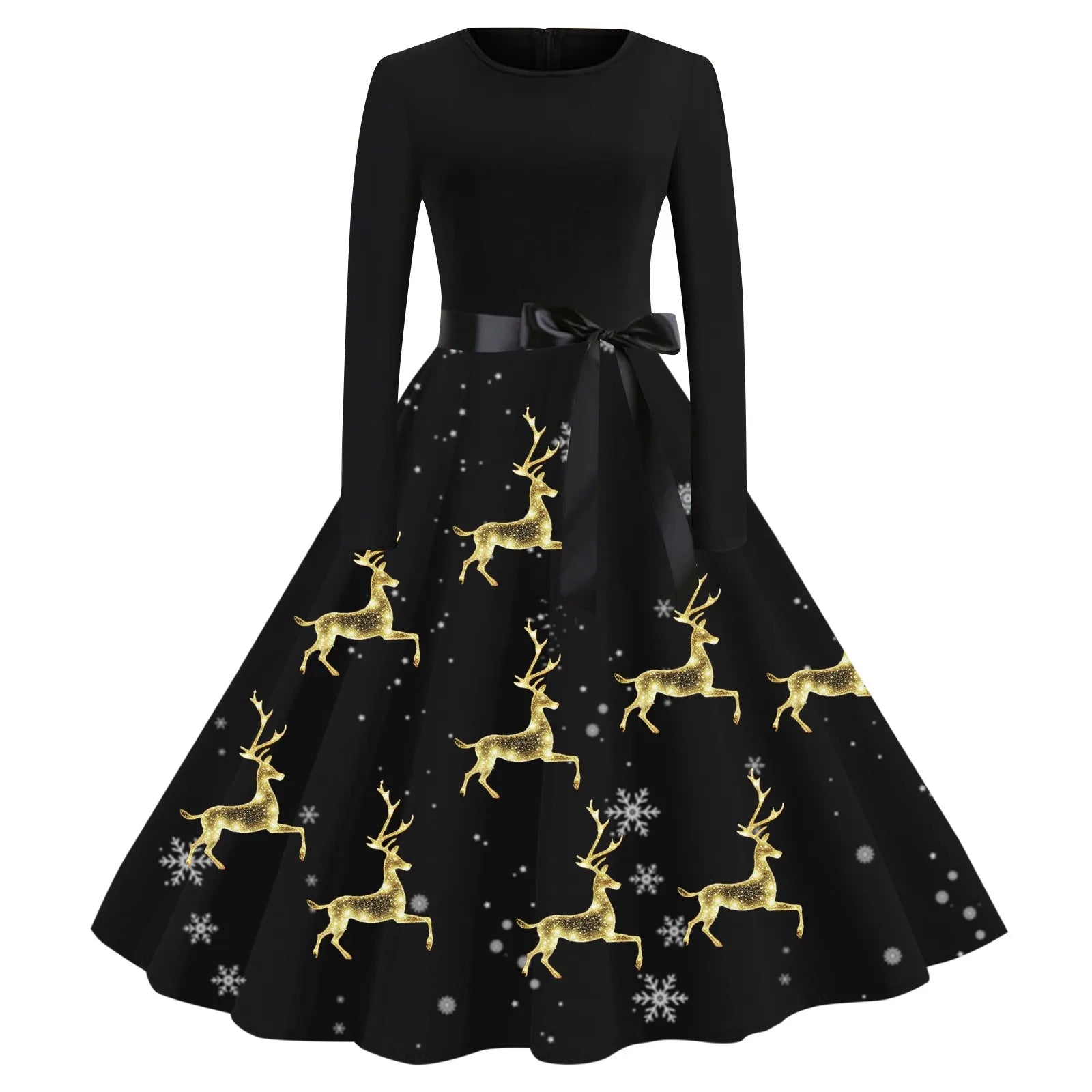 Chic Vintage 50s Swing Dress for Holiday Parties - Image 3