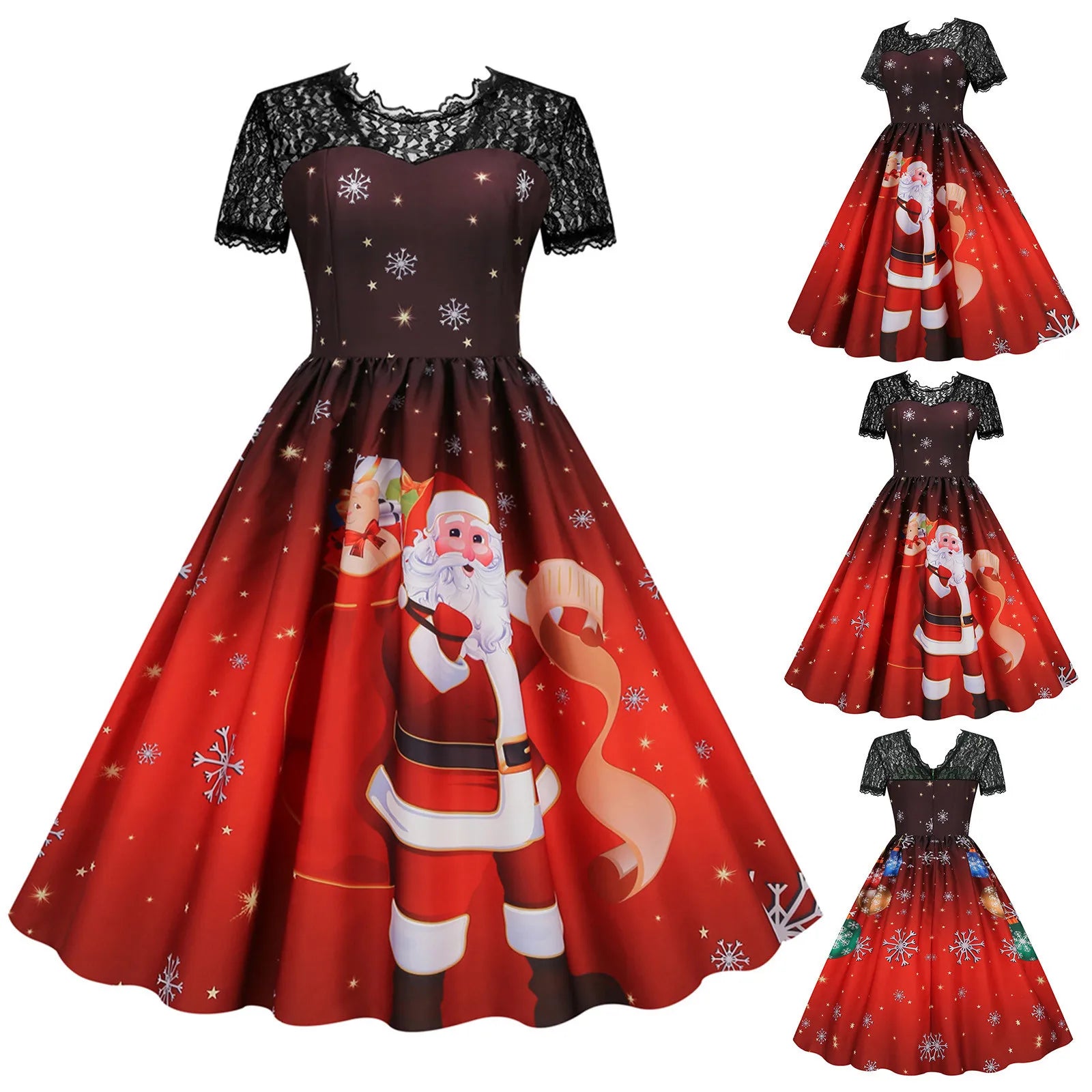 Charming Vintage Christmas Swing Dress for Parties - Image 9