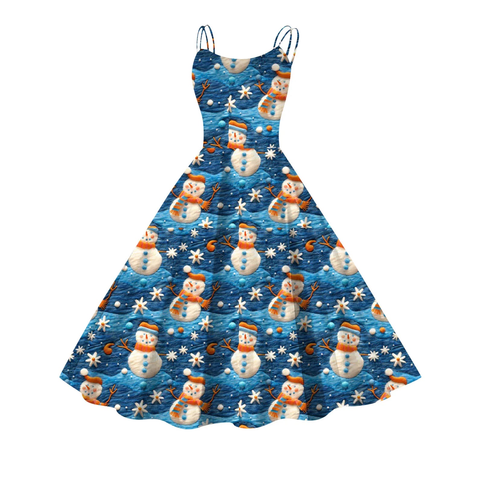 Festive A-Line Spaghetti Strap Christmas Dress - Image 11