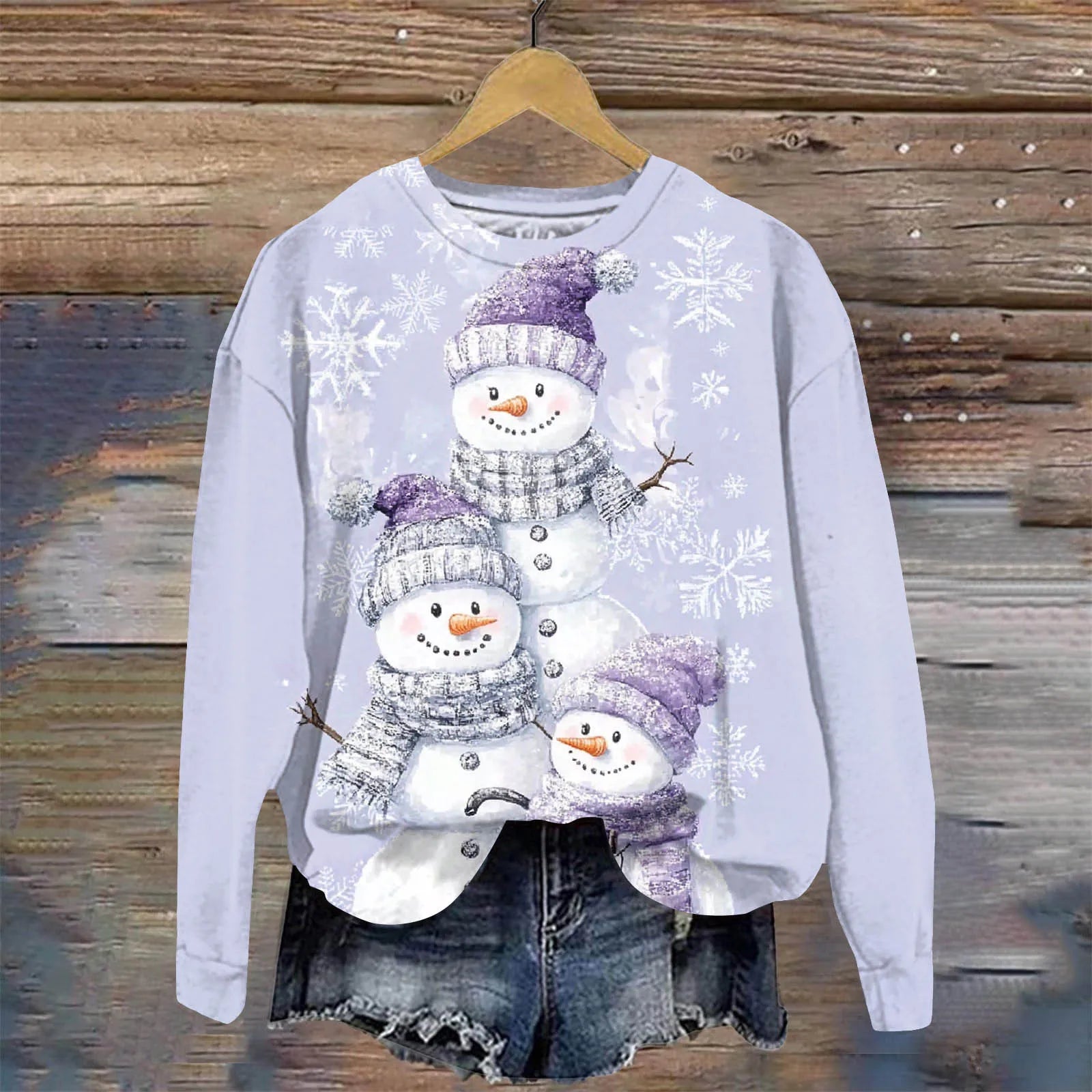 Festive Long Sleeve Santa & Snowflake Sweatshirt - Image 9
