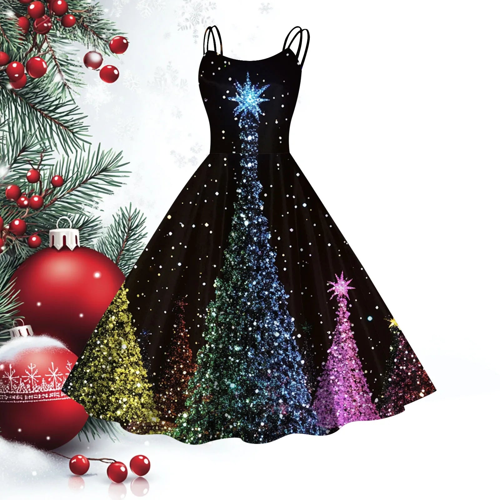 Vintage 1950s Christmas Sling Dress - Festive A-Line - Image 8