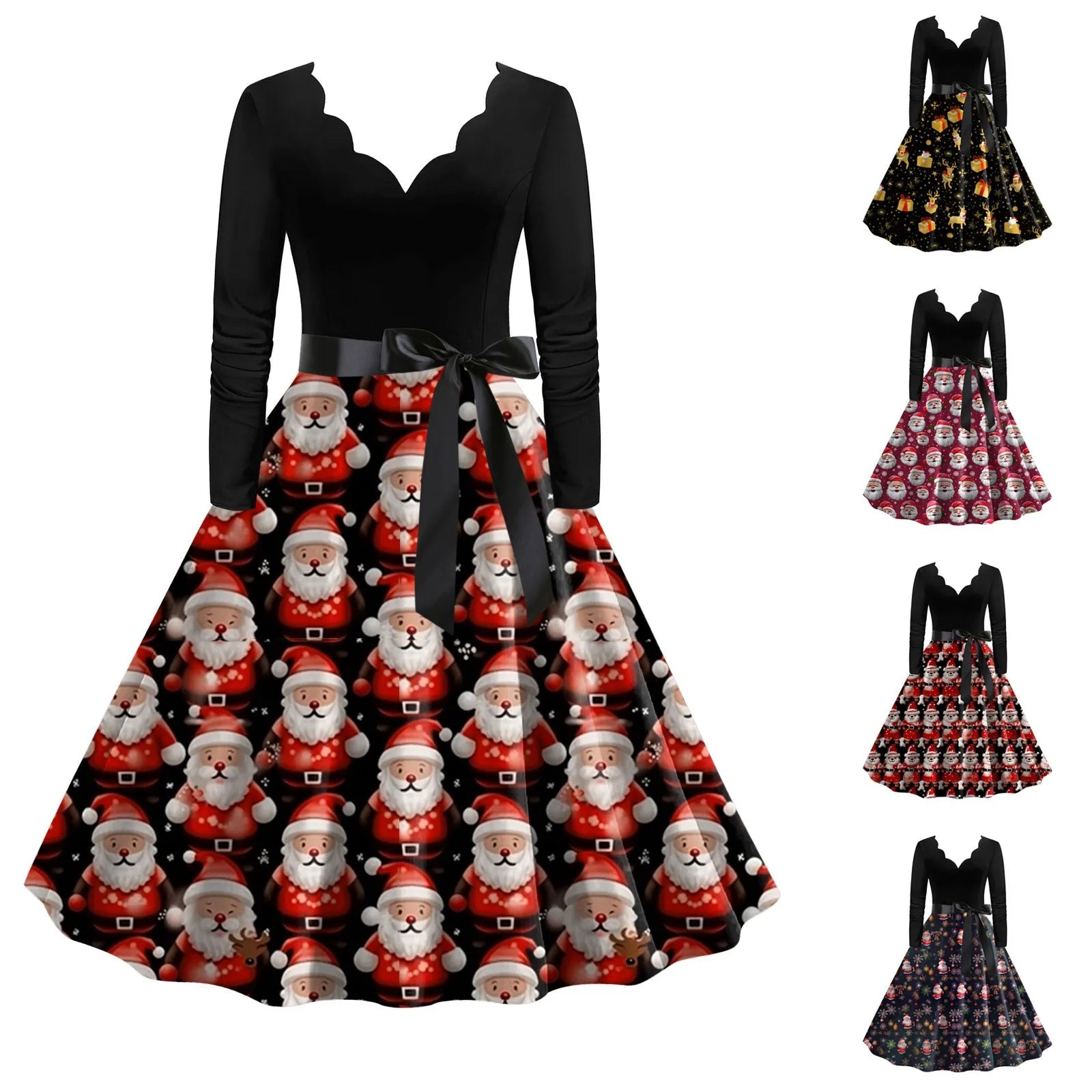 Charming Vintage Christmas A-Line Dresses for Women - Image 3