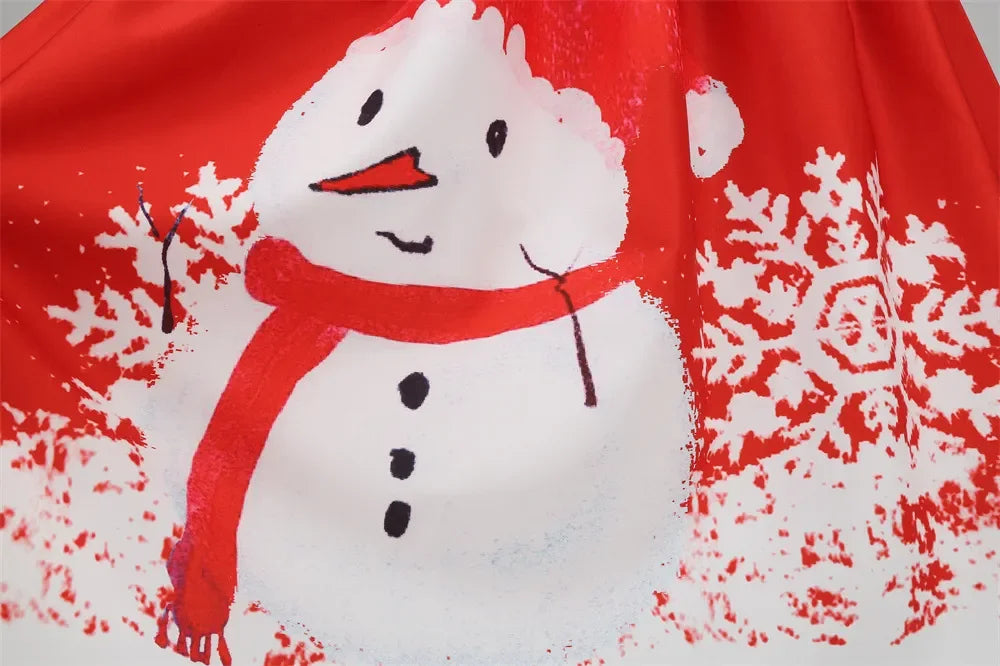 Festive Red Santa Dress with Ruffles & Snowflakes - Image 44