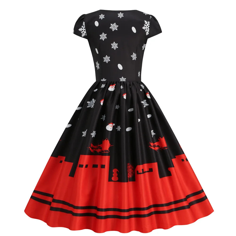 “Festive Snowflake Print Christmas Party Dress” - Image 82