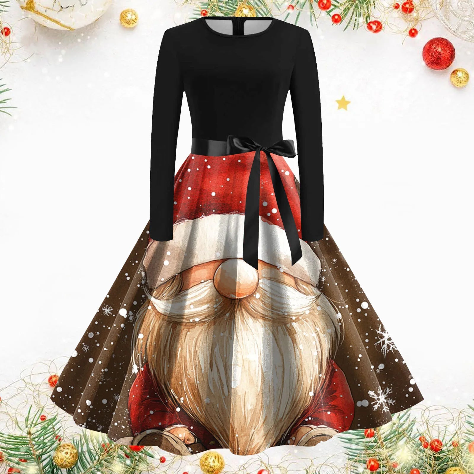 Festive Snowflake A-Line Long Dresses for Parties - Image 7