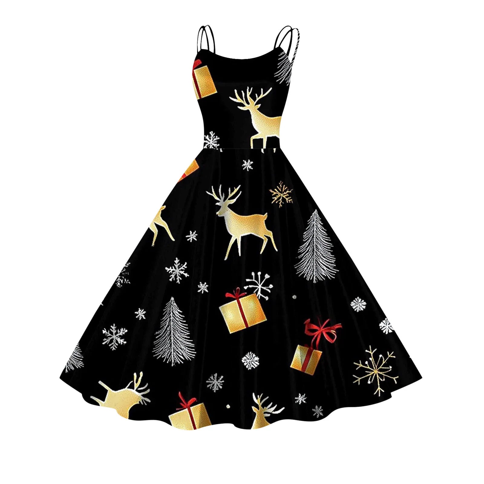 Festive Snowflake A-Line Party Dress for Women - Image 13