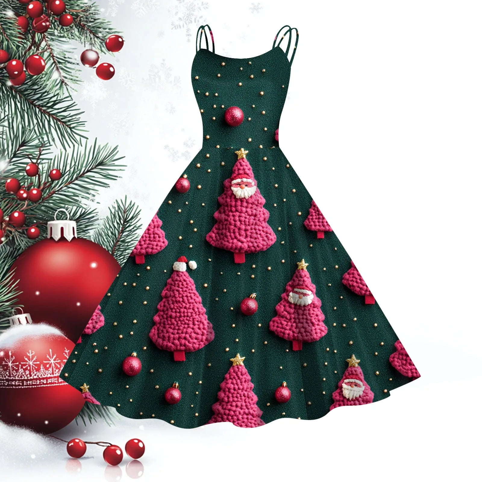 Vintage 1950s Christmas Sling Dress - Festive A-Line - Image 5