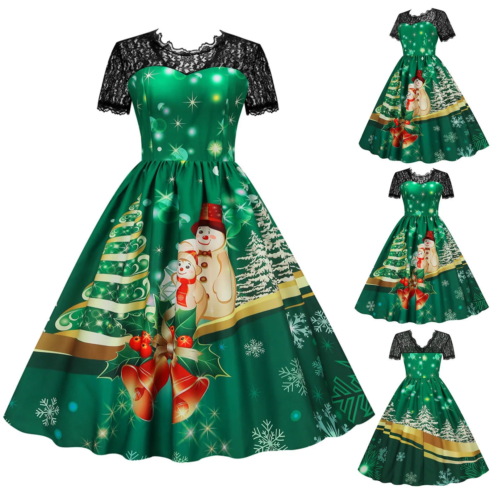 Charming Vintage Christmas Swing Dress for Parties - Image 7