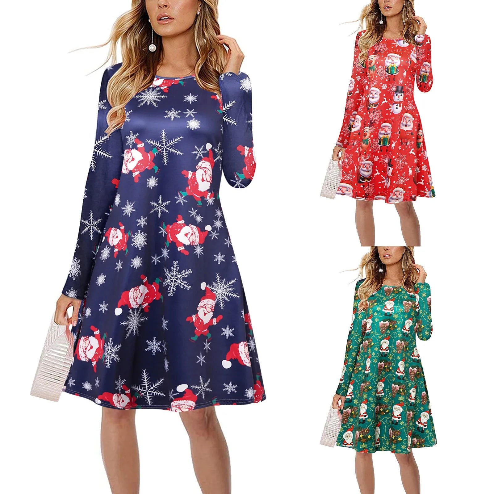 Festive Crutch Print Mini Dress for Women - Image 4