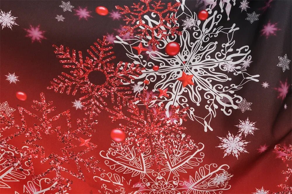 Festive Red Santa Dress with Ruffles & Snowflakes - Image 37