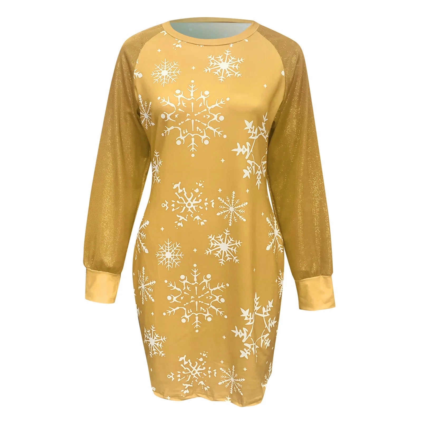 Festive Snowflake Print Casual Dress for Women - Image 6