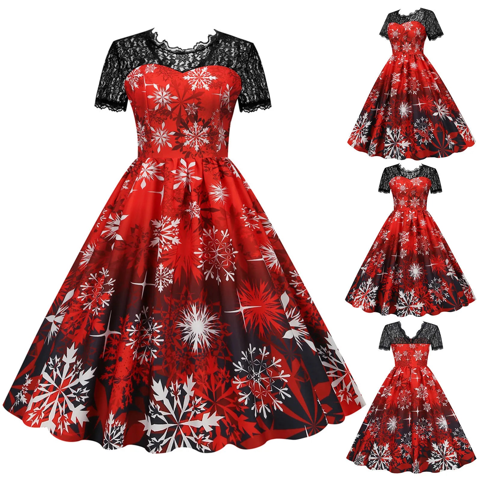 Charming Vintage Christmas Swing Dress for Parties - Image 11
