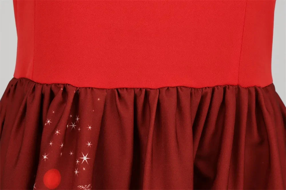 Festive Red Santa Dress with Ruffles & Snowflakes - Image 50