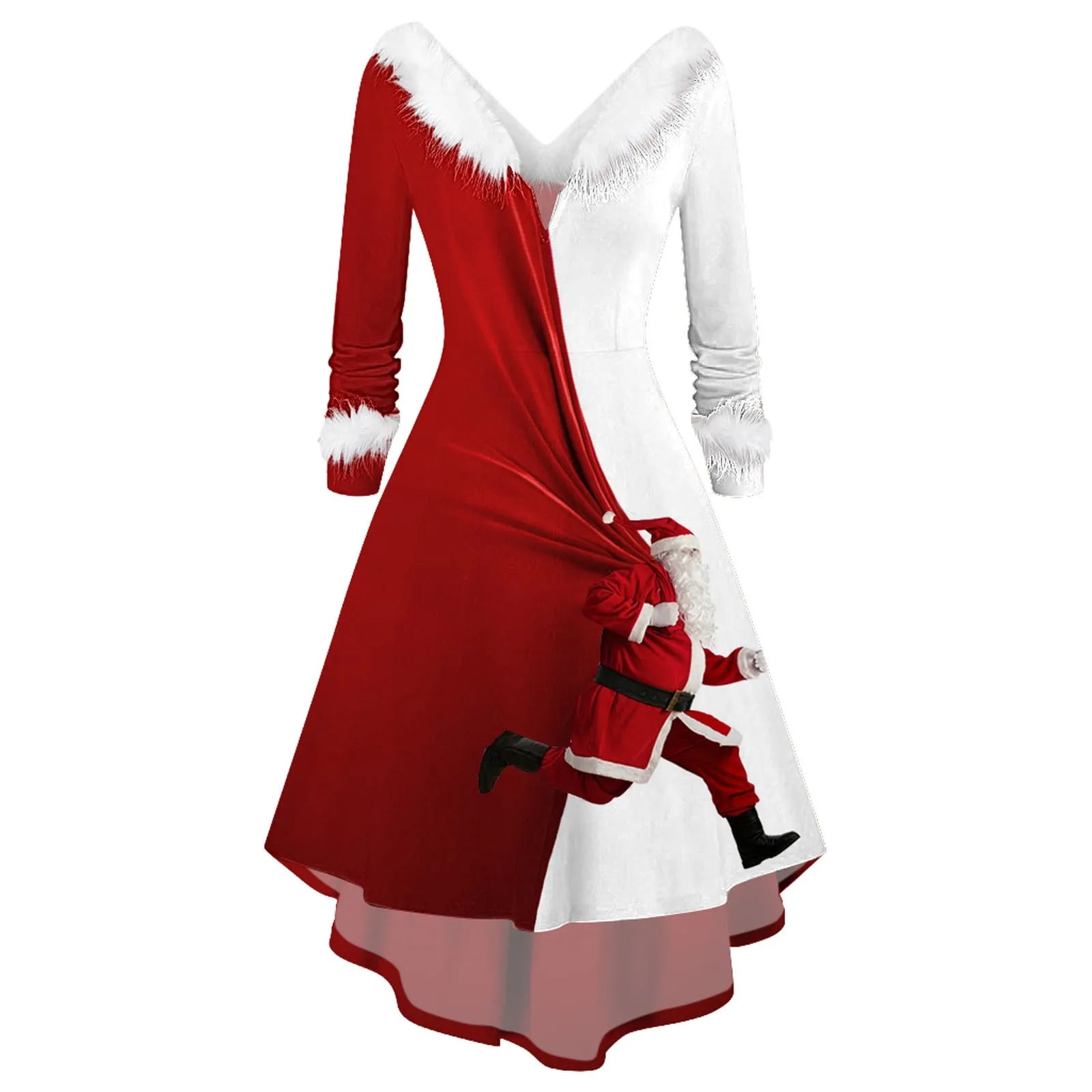 Chic Spliced Christmas Dress for Winter Parties - Image 5