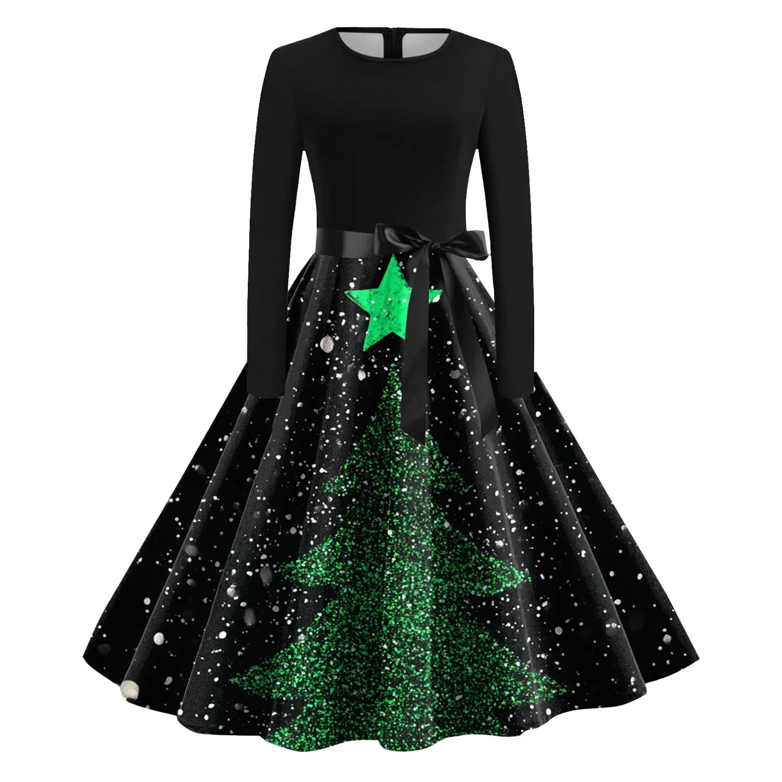 Charming Winter Snowman Print Christmas Party Dress - Image 20