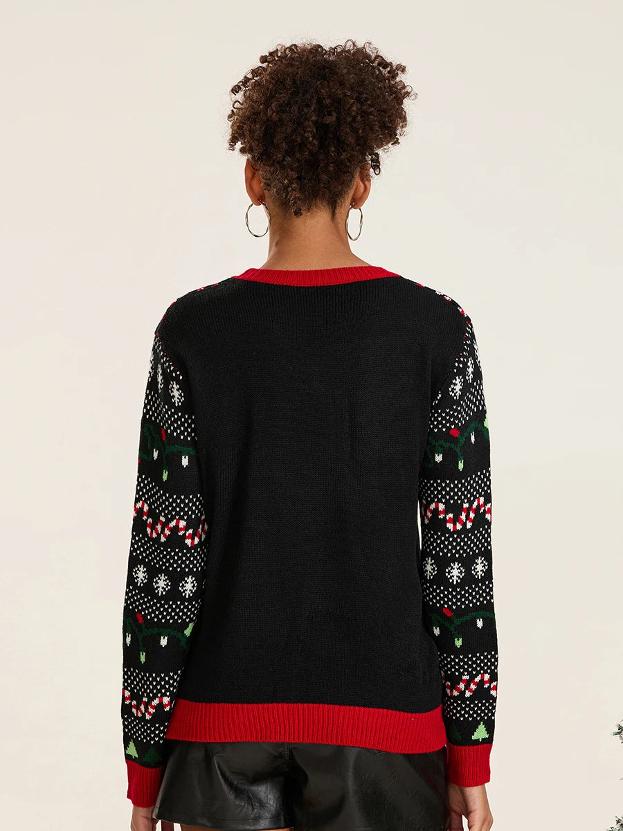 Cozy Reindeer Print Christmas Sweater for Her - Image 4
