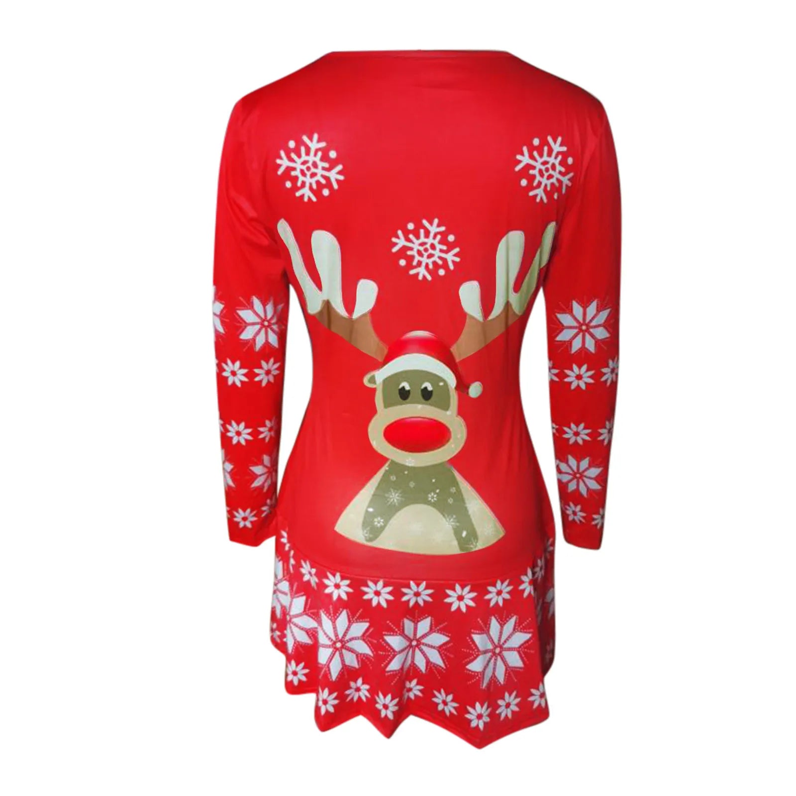 Festive Snowflake & Deer Print Christmas Dress - Image 5