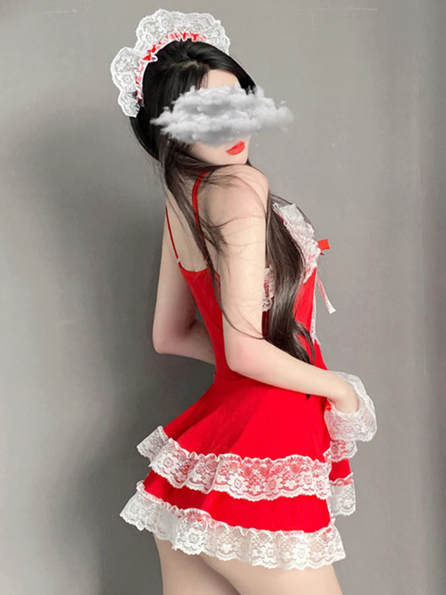 Festive Velvet Bunny Girl Costume for Holiday Fun - Image 10