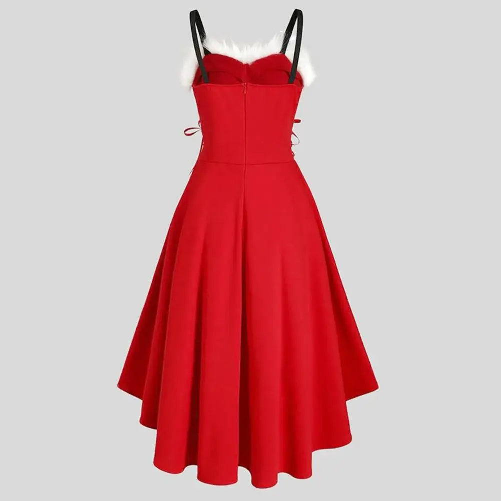 Cozy Off-Shoulder Christmas Swing Dress for Festivities - Image 7