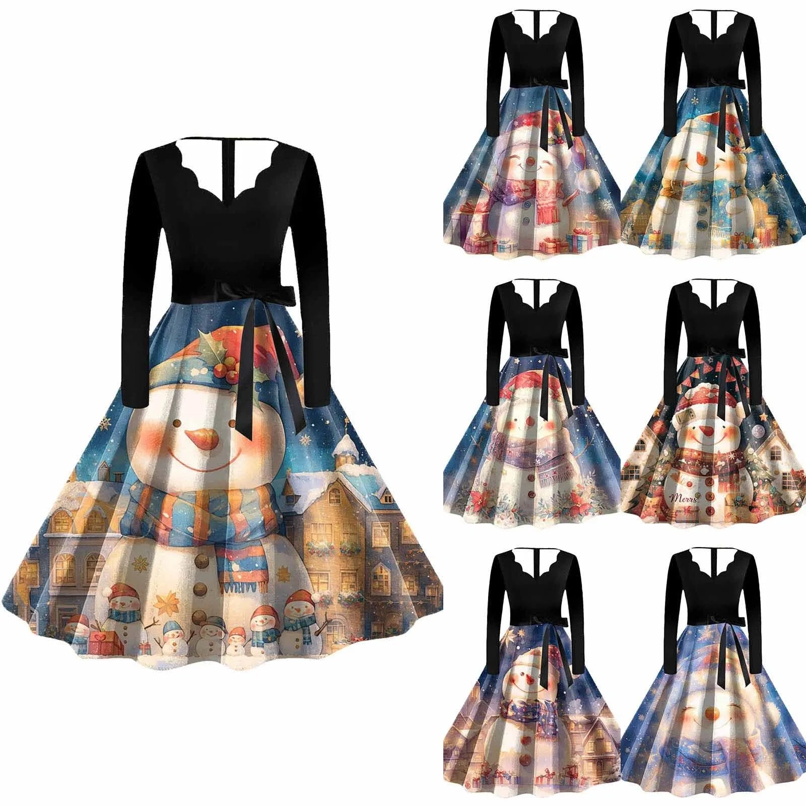 Vintage Christmas A-Line Dress for Festive Celebrations - Image 3