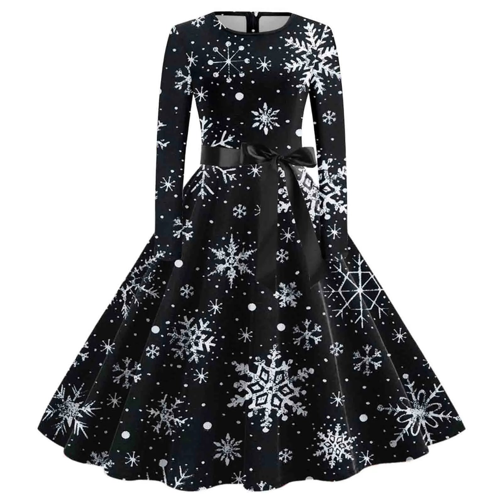 Festive Long Sleeve Christmas Tree Dress - Image 16