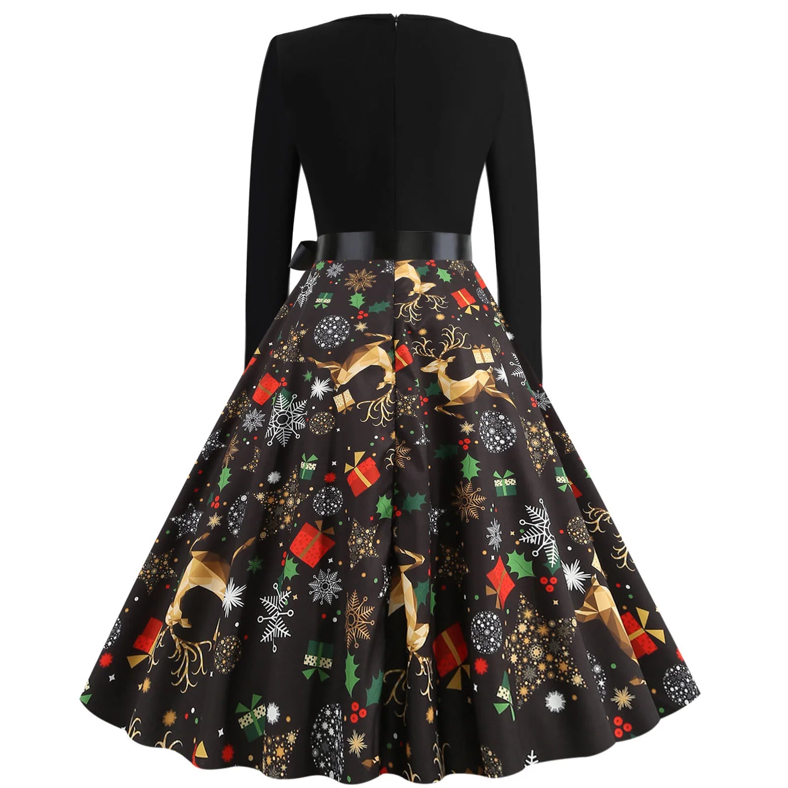 Festive Vintage A-Line Christmas Dress for Women - Image 10